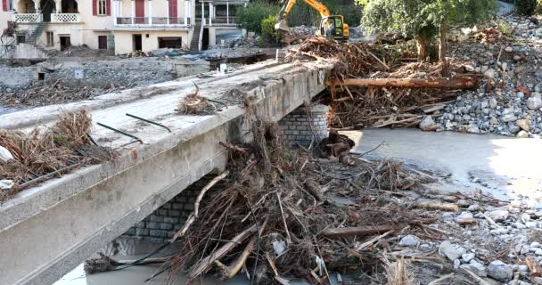 Breil Sur Roya Frankreich Oktober 2020 Brücke Häuser Und Bäume — Stockvideo