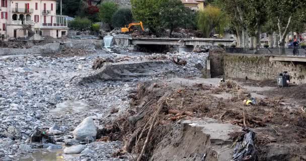 Breil Sur Roya France Octobre 2020 Paysage Apocalyptique Après Déluge — Video
