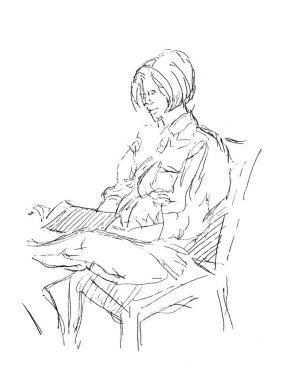 Hayal kuran adamın el çizimi.