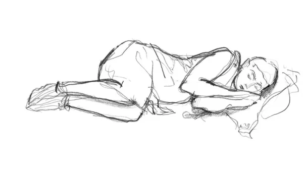 Рисунок Спящей Девочки — стоковое фото