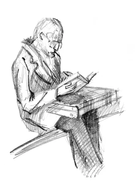 Рисунок Читающего Человека — стоковое фото