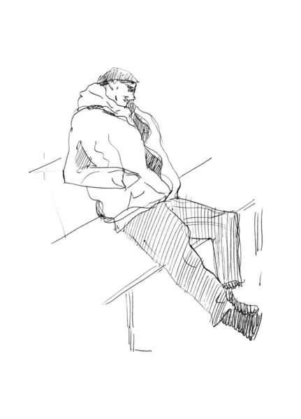 Dibujo Manos Dibujado Hombre Descansado —  Fotos de Stock