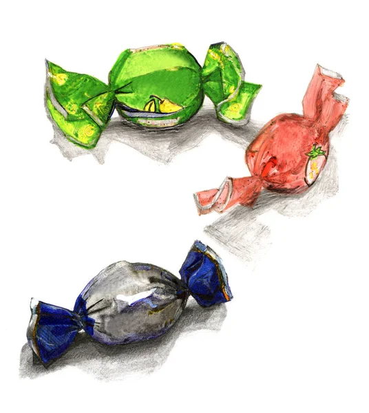 Hand Drawn Sweet Candies — Stock Photo, Image