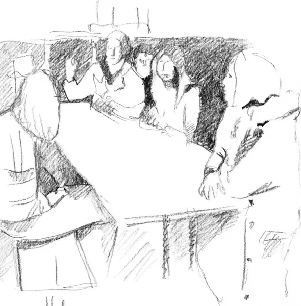 Hand Drawn Sketch Students — Stock Photo, Image