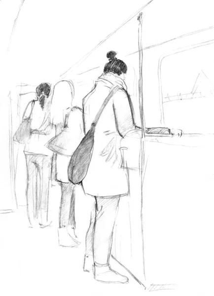 Hand Drawn Sketch Passengers — Stock Photo, Image