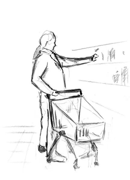 Hand Drawn Sketch Buyer — Stock Photo, Image