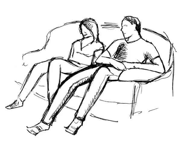 Hand Drawn Sketch Couple — Stock Photo, Image