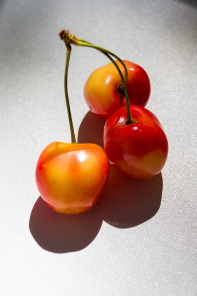 Cseresznye Gyümölcs Fehér Háttér — Stock Fotó