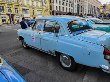 MOSCOW, RUSSIA - 26 Mayıs 2019: 16. L.U.C Chopard Klasik Hafta Sonu Toplantısı 'nda Retro SSCB GAZ-21 