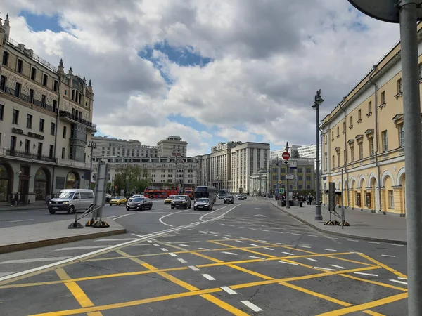 Moscú Rusia Mayo 2019 Okhotny Ryad Street Vista Edificio Duma —  Fotos de Stock