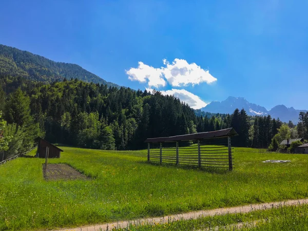 Traditioneller Slowenischer Heuboden Kozolec Auf Der Slowenischen Alm Der Grenze — Stockfoto