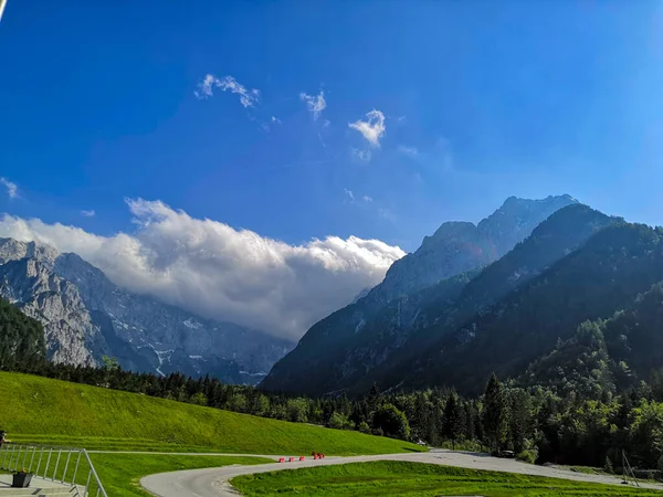 Kranjska Gora Slovinsko Června 2019 Pohled Alpy Severského Centra Planica — Stock fotografie