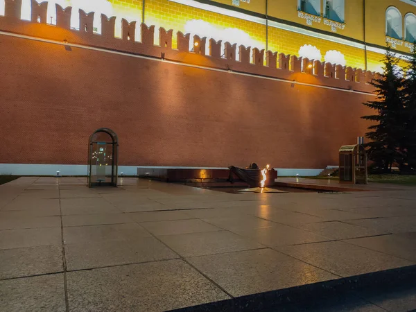 Tomb Unknown Soldier Kremlin Moscow Russia Eternal Flame Burns Memory — Stock Photo, Image