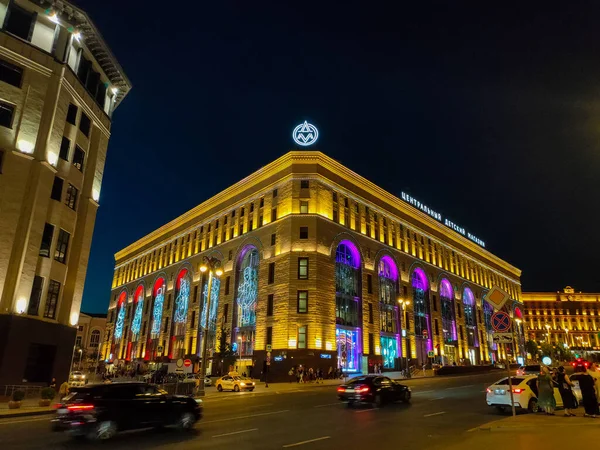 Moscú Rusia Junio 2019 Vista Nocturna Del Edificio Central Children — Foto de Stock