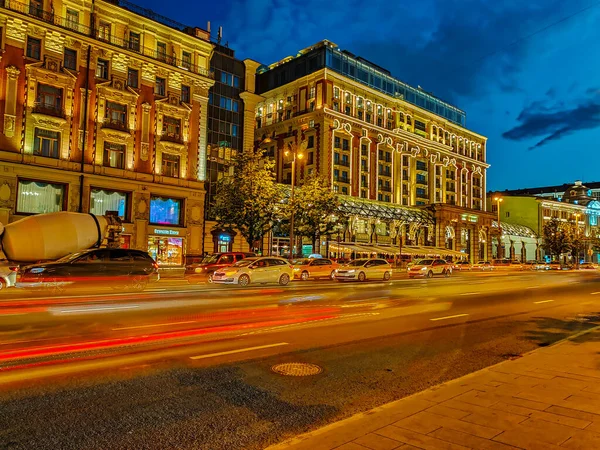 Moscow Rússia Junho 2019 Centro Cidade Moscou Motion Speed Light — Fotografia de Stock
