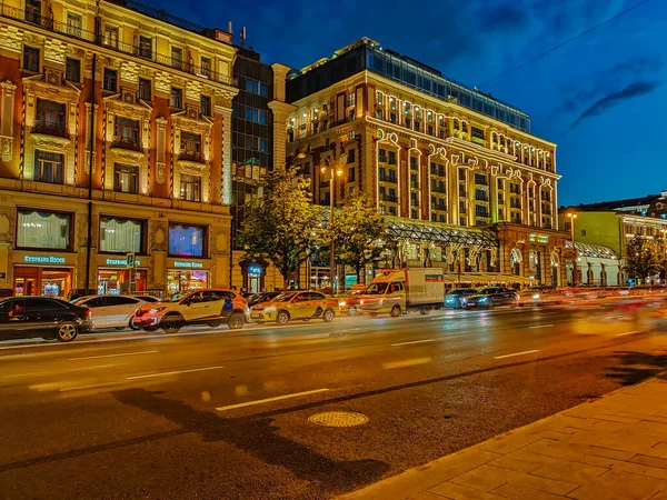 Moscow Russia June 2019 Moscow City Center Motion Speed Light — Stock Photo, Image