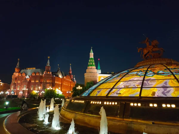 Moscow Rússia Junho 2019 Museu Histórico Kremlim Noite Vista Okhotniy — Fotografia de Stock