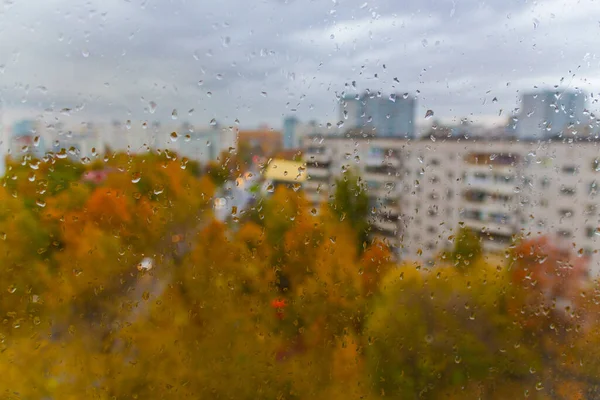Cloudy Rainy Day Autumn Moscow City Russia Sudden Cold Snap — Stock Photo, Image