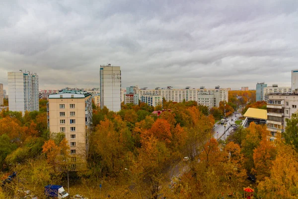 Moskau Russland Oktober 2019 Goldener Herbst Moskau Bewölkte Wohnlandschaft Mit — Stockfoto