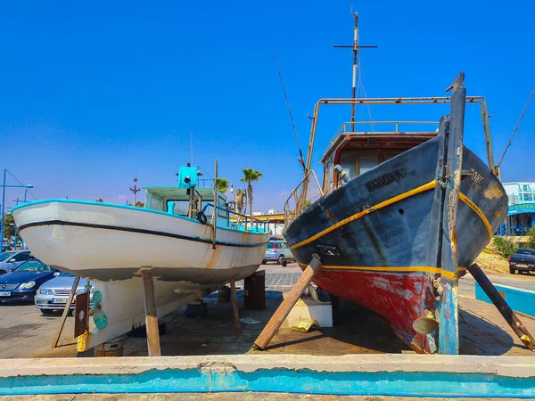 Ayia Napa Zypern September 2019 Parken Von Booten Ufer Der — Stockfoto