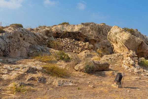 Paisagem Rochosa Natural Ayia Napa Chipre Perto Aqueduto Antigo — Fotografia de Stock