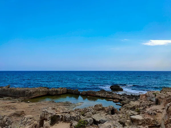 Praia Rochosa Mar Mediterrâneo Ayia Napa Chipre Formações Pedra Natural — Fotografia de Stock