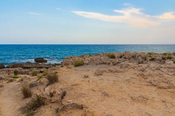 Praia Rochosa Mar Mediterrâneo Ayia Napa Chipre Formações Pedra Natural — Fotografia de Stock