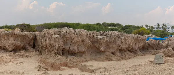 Panorama Delle Formazioni Pietra Naturale Sulla Spiaggia Mediterranea Ayia Napa — Foto Stock