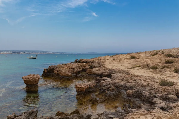 Praia Rochosa Ayia Napa Chipre Mar Mediterrâneo Verão — Fotografia de Stock