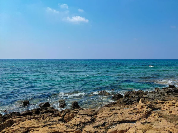 Middellandse Zee Landschap Ayia Napa Cyprus Cypriotische Kust Met Rotsachtig — Stockfoto