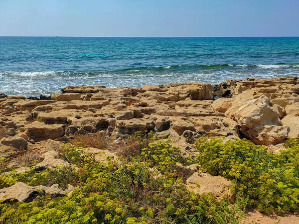 Paisagem Marítima Mediterrânica Ayia Napa Chipre Costa Chipre Com Praia — Fotografia de Stock