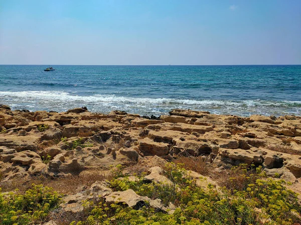 Paisagem Marítima Mediterrânica Ayia Napa Chipre Costa Chipre Com Praia — Fotografia de Stock