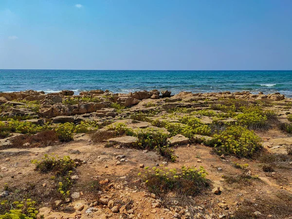 Paesaggio Mediterraneo Ayia Napa Cipro Cipriano Riva Con Spiaggia Rocciosa — Foto Stock