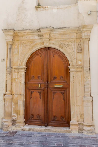 Портал Средневековой Арки Ретимно Является Третьим Величине Городом Острова Крит — стоковое фото