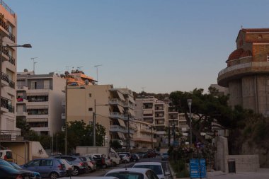 Rethymno, Yunanistan - 28 Temmuz 2016: Rethymno 'ya panoramik bakış. Rethymno ili, Girit 'in batı tarafında, Hanya ve Heraklion illeri arasında yer alır. Muhteşem plajlar, ilginç arkeolojik mekanlar, B