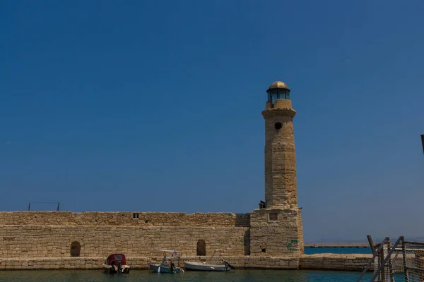 Rethymno Řecko Července 2016 Starý Maják Tento Maják Postavili Egypťané — Stock fotografie