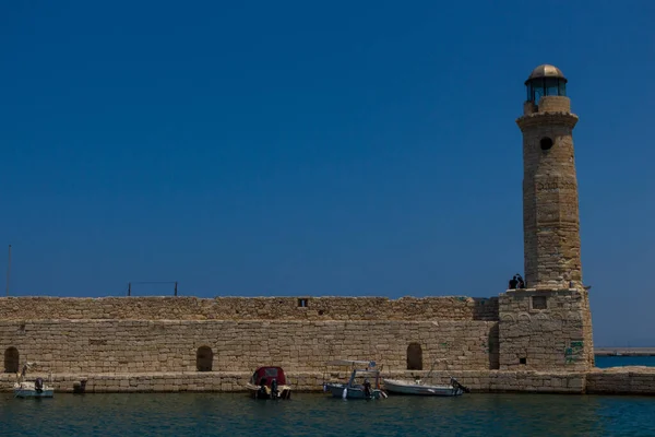 Rethymno Grecja Lipca 2016 Stara Latarnia Morska Latarnia Została Zbudowana — Zdjęcie stockowe