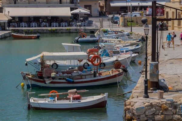 Rethymno Grécia Julho 2016 Barcos Porto Veneza Porto Veneziano Rethymnon — Fotografia de Stock
