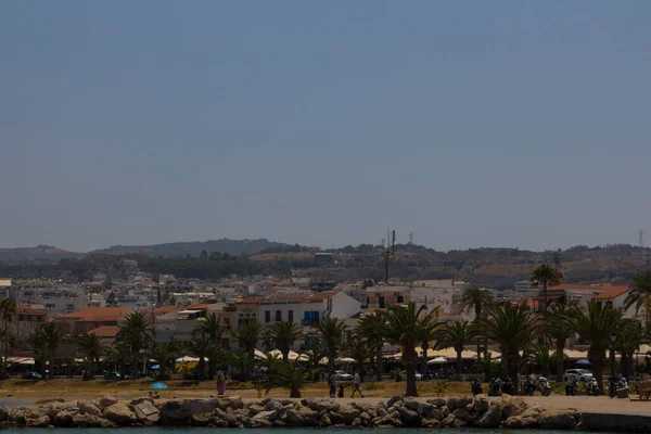 Rethymno Grecja Lipca 2016 Panoramiczny Widok Rethymno Weneckiego Portu Rethymno — Zdjęcie stockowe