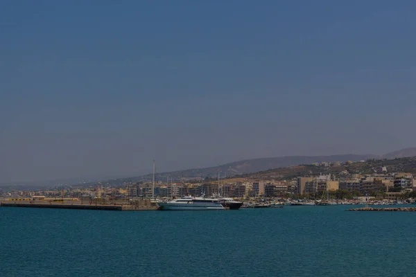 Rethymno Grecja Lipca 2016 Panoramiczny Widok Rethymno Weneckiego Portu Rethymno — Zdjęcie stockowe