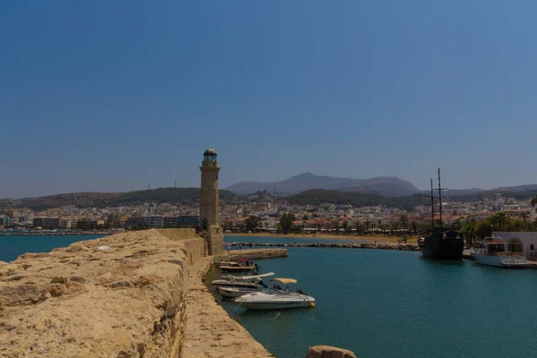 Rethymno Grecja Lipca 2016 Łodzie Porcie Weneckim Wenecki Port Rethymnon — Zdjęcie stockowe