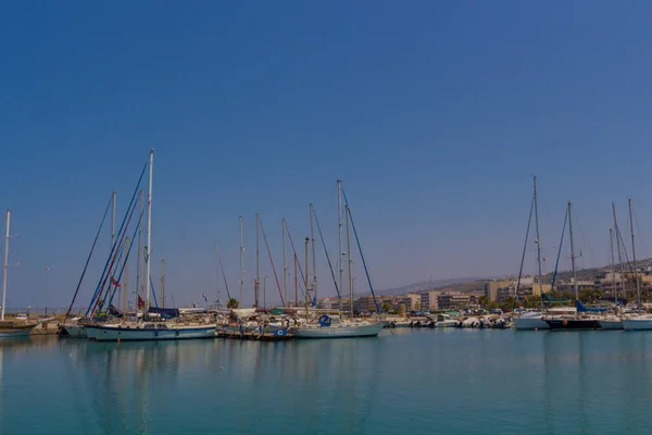 Rethymno Greece August 2016 Yachts Rethymno Harbour Rethymno是岛上第三大城市 克里特岛每年吸引280万游客 2011年 — 图库照片