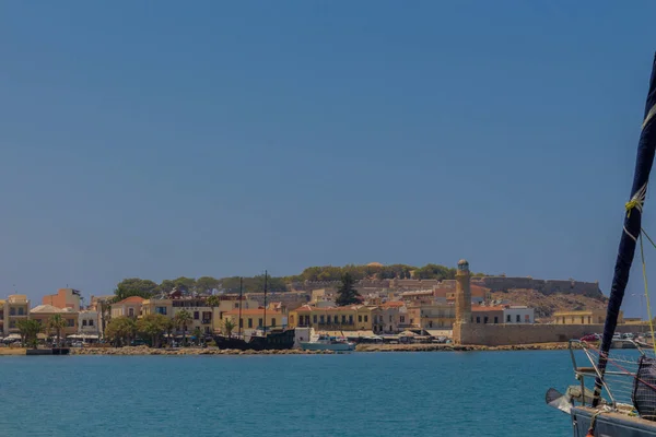Rethymno Grecia Agosto 2016 Vista Panorámica Del Puerto Fortezza Venecia —  Fotos de Stock