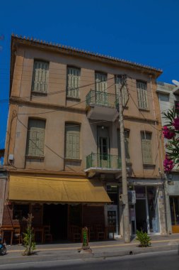 Rethymno, Yunanistan - 4 Ağustos 2016: Eski ev. Eski Rethymnon kasabası Rönesans 'ın en iyi korunmuş kasabalarından biridir..