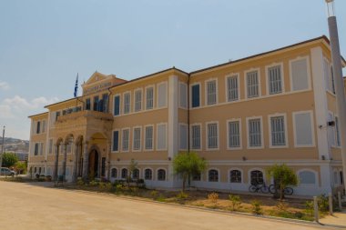 Rethymno, Yunanistan - 4 Ağustos 2016: Rethymno ilinin inşası. Rethymno, Girit Adası 'ndaki Rethymno bölgesel biriminin başkenti Yunanistan' da yaklaşık 40 bin nüfuslu bir kenttir. Rethymno, adanın üçüncü büyük şehridir. Cr