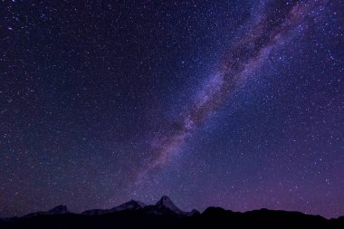 The Milky Way and billion of stars in the sky over the Annapurna Mountain range near Poon Hill viewpoint, Nepal. clipart