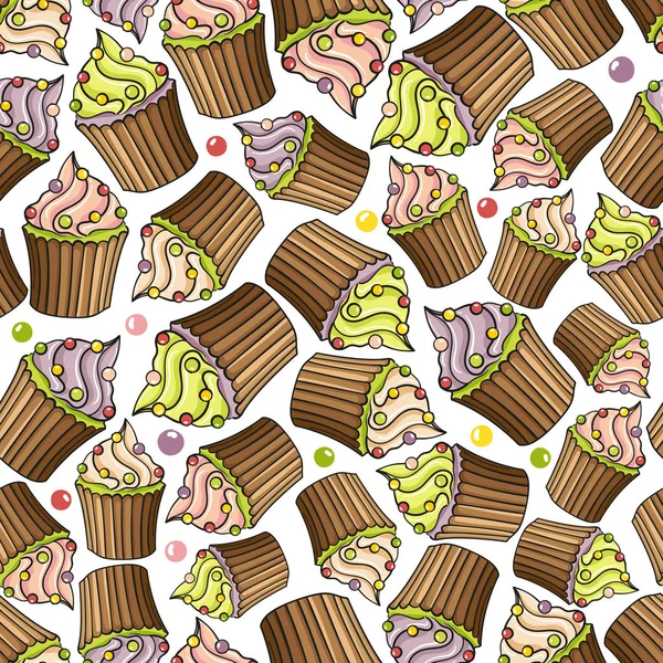 Padrão Vetor Bolo Cupcake Fundo Padrão Vetor Bolo Ilustração Vetorial — Vetor de Stock