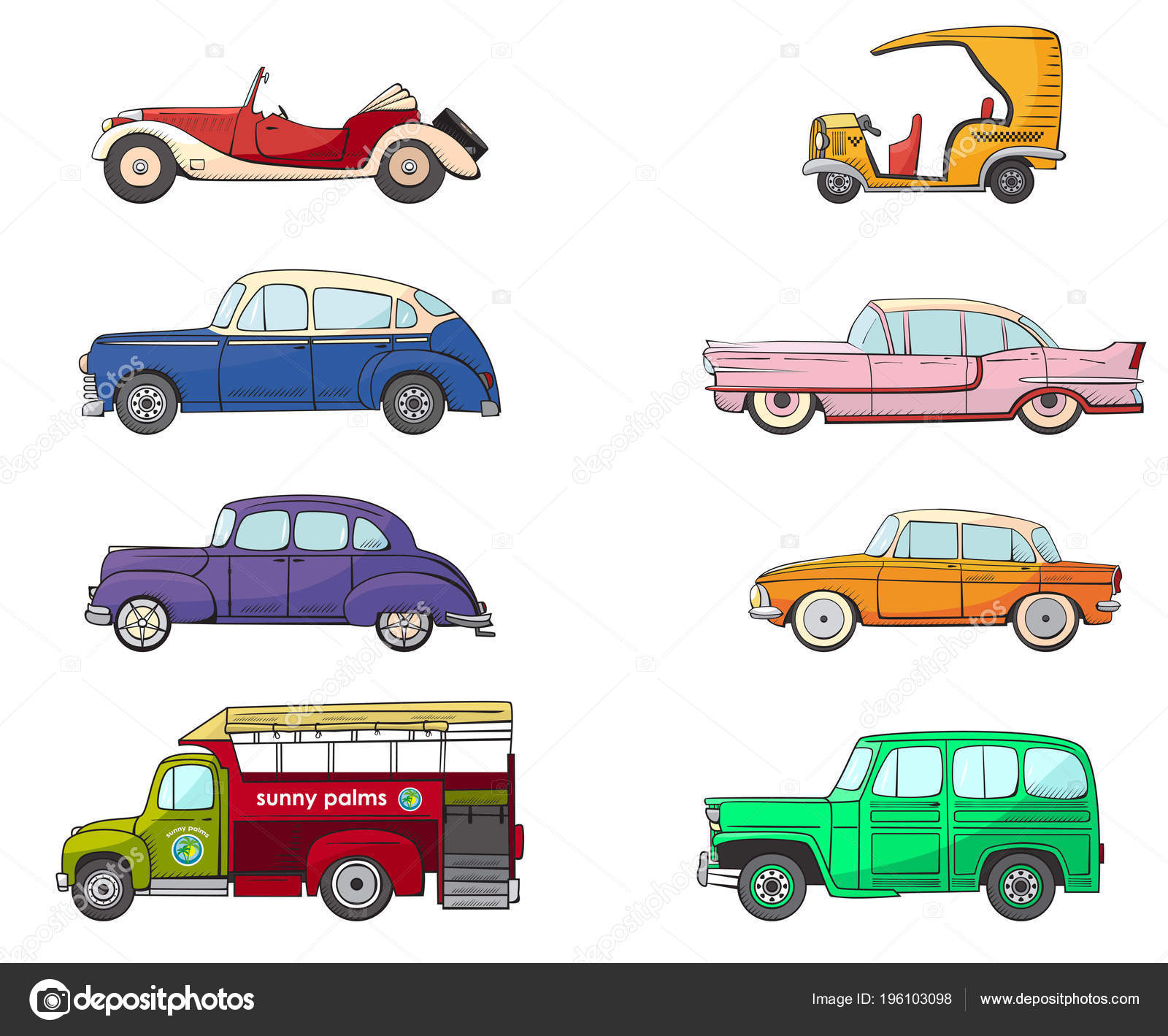 Collection Retro Car Cartoon Style Color Vintage Retro Auto Classic Stock Vector Image by ©loresina #196103098 Collection Retro Car Cartoon Style Color Vintage Retro Auto Classic Stock Vector Image by ©loresina #196103098
