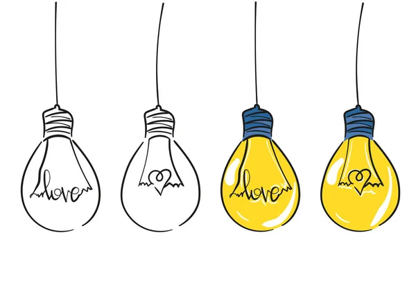 Ampoule vectorielle, symbole de cœur et d'amour, symbole d'innovation et de bonnes idées — Image vectorielle