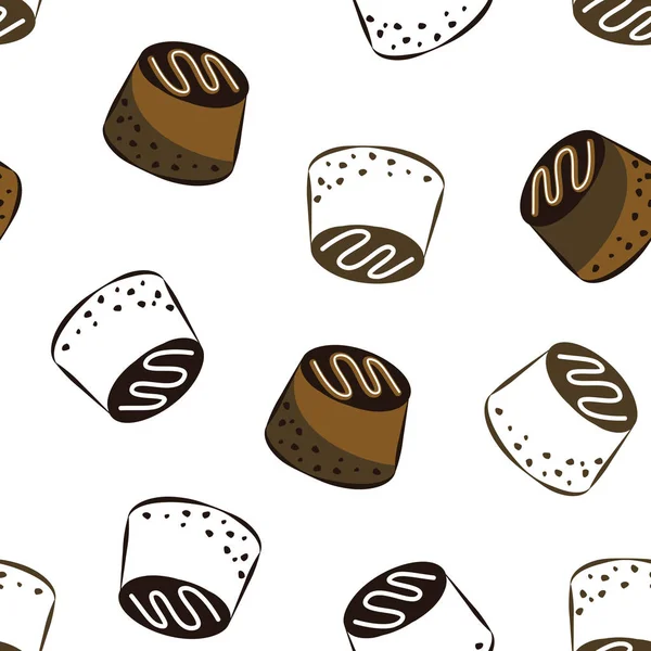 Canettes Chocolat Modèle Sans Couture Conception Pour Textiles Serviettes Tapisseries — Image vectorielle